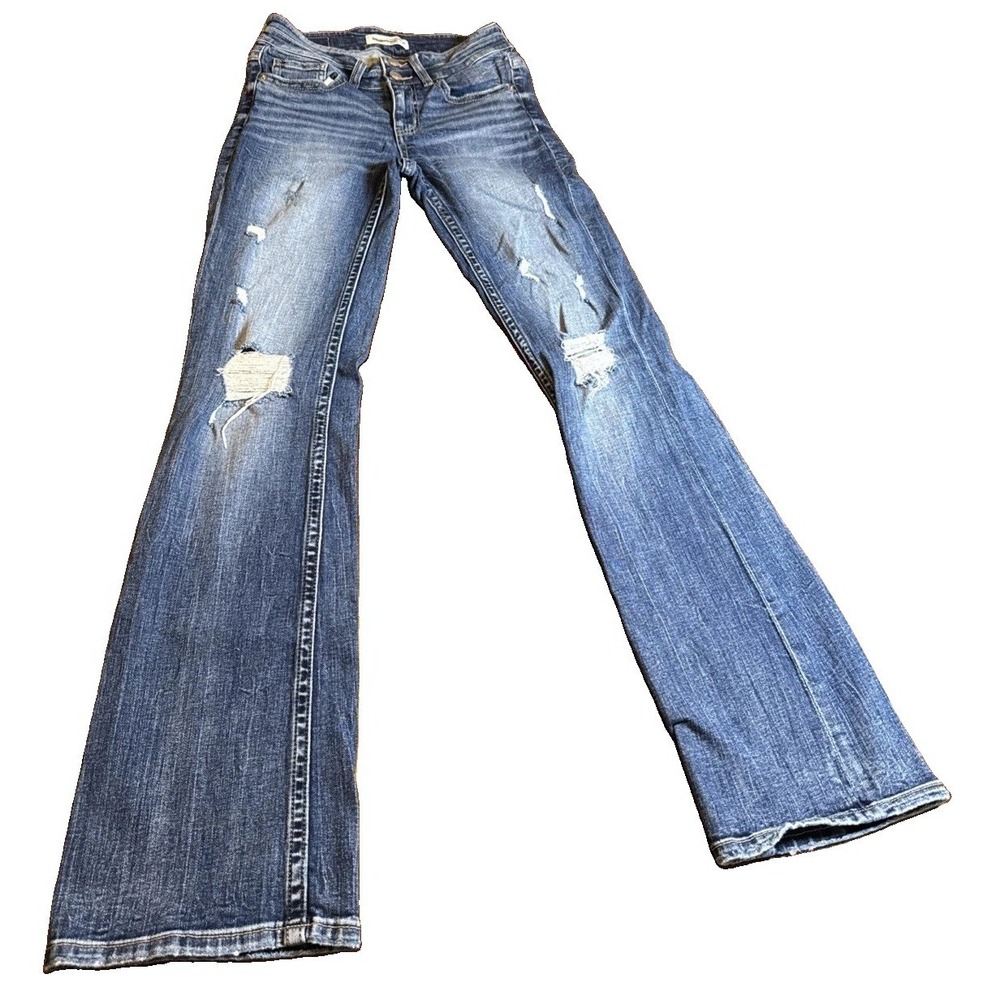 BKE Payton Bootcut Jeans Womens 25x35.5 Distressed Dark Wash Stretch Denim